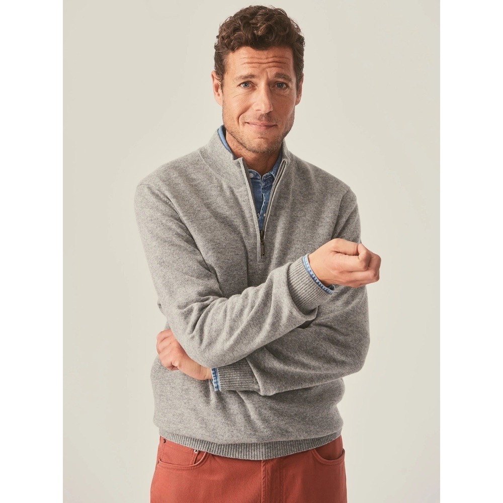 J. McLaughlin Grey Medium 100% Cashmere Men's 1/4 Zip Sweater NEW $328
